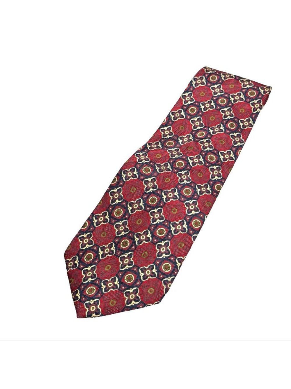 VTG Abercrombie & Fitch Men's 100% Silk Neck Tie Red/Black Geometric • USA